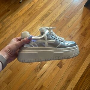 Silver platform sneakers